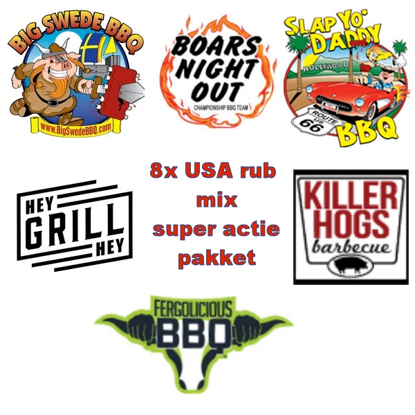 AMERIKAANSE BBQ RUB PAKKET 8 RUBS